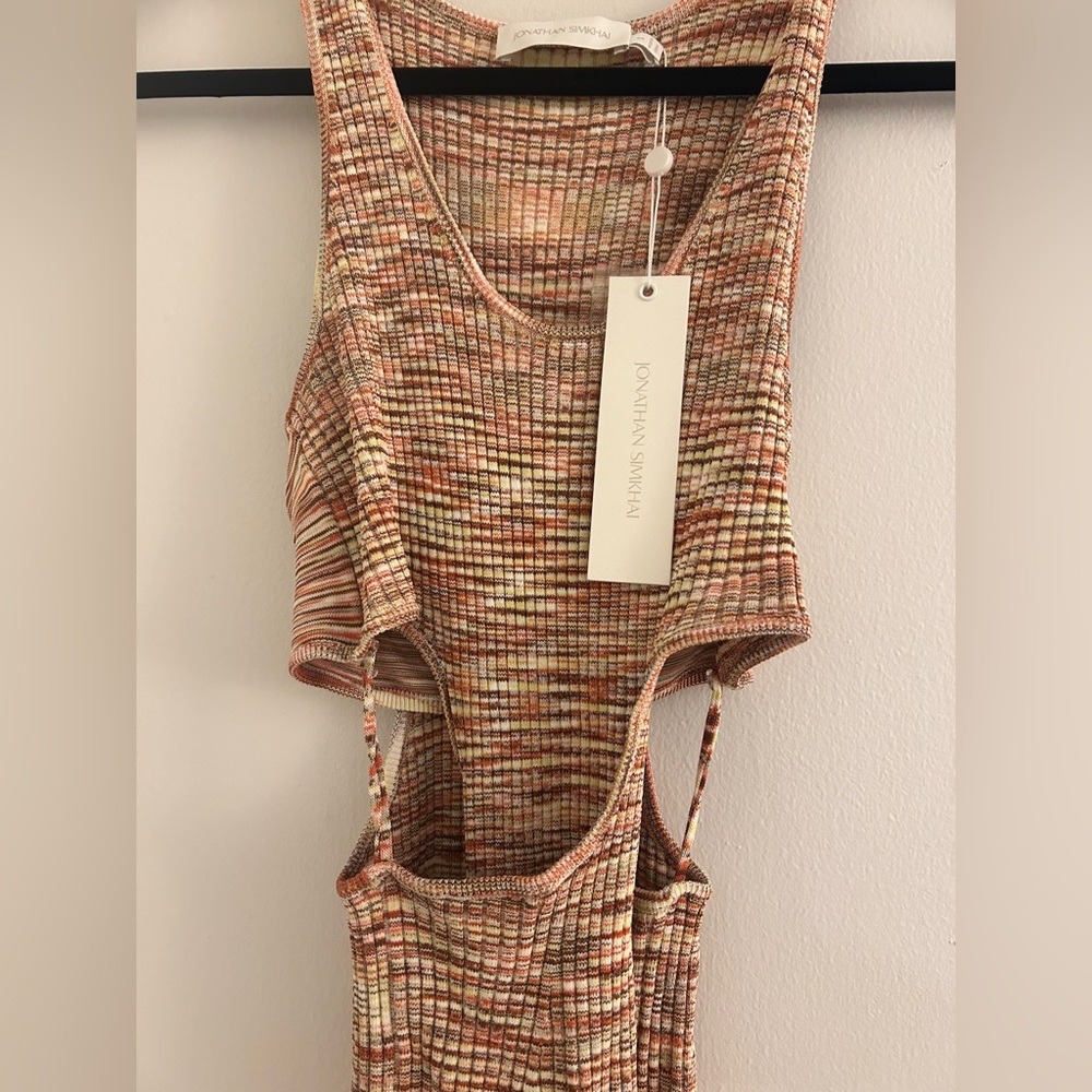 Jonathan Simkhai Colorful Ribbed Knit Midi Dress